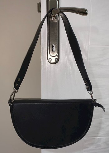 Tokalı Siyah Deri Kadın Çanta - Görsel 5