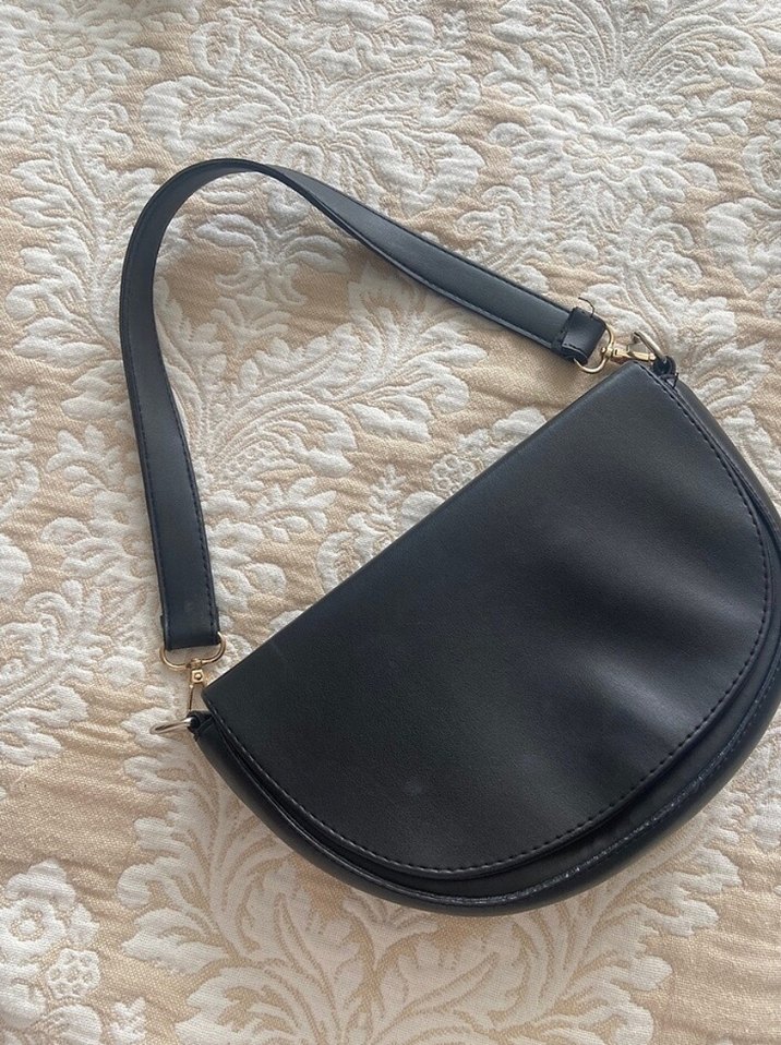 Tokalı Siyah Deri Kadın Çanta - Görsel 3