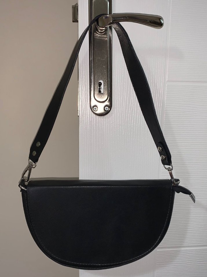 Tokalı Siyah Deri Kadın Çanta - Görsel 5