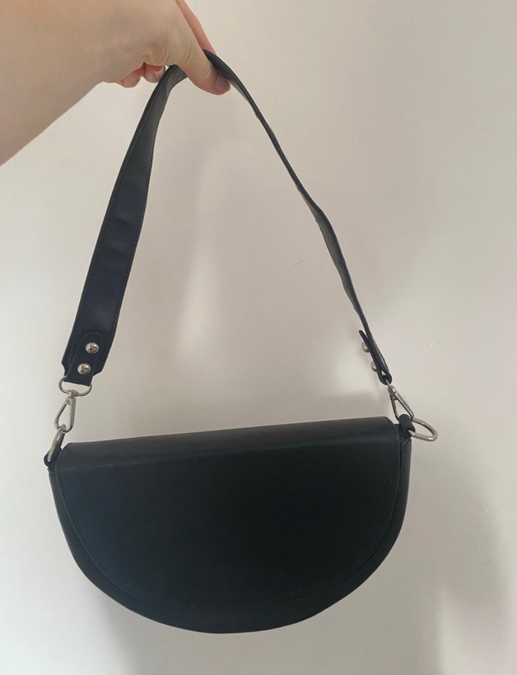 Tokalı Siyah Deri Kadın Çanta - Görsel 2