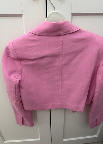 Zara Pembe Keten Mini Blazer - Görsel 3