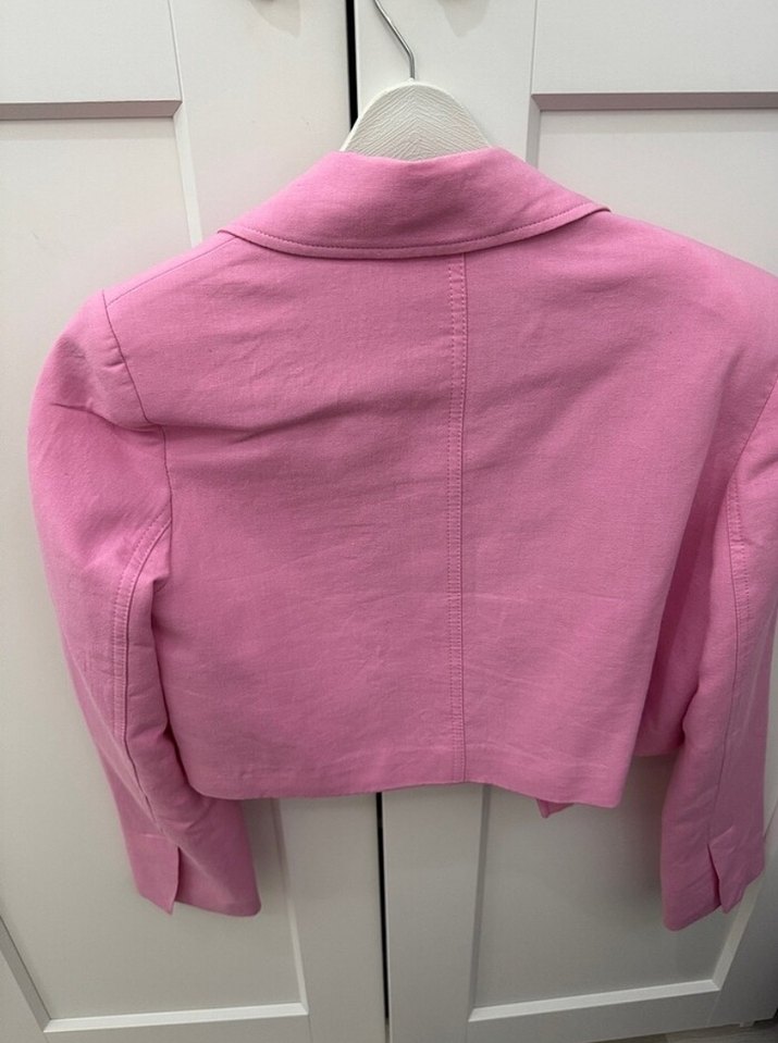 Zara Pembe Keten Mini Blazer - Görsel 3
