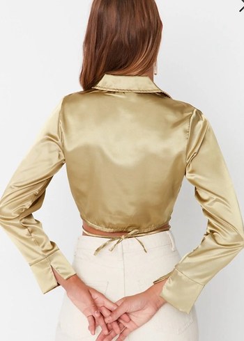 Yağ yeşili Kadın Gömlek - Görsel 3