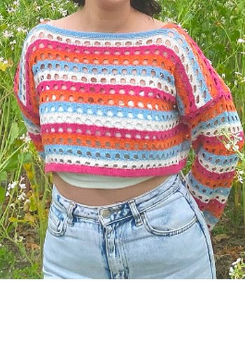 Bohem Çok Renkli Örgü Kazak - Görsel 3