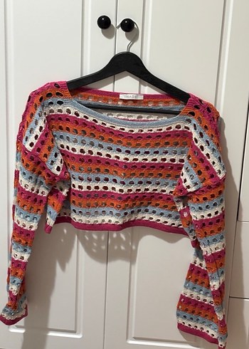 Bohem Çok Renkli Örgü Kazak - Görsel 4