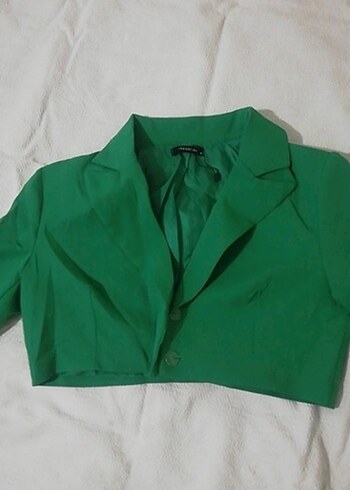 Yeşil crop Blazer - Görsel 3
