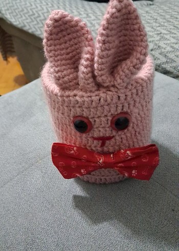 Pembe Örgü Tavşan Oyuncak kalem kutusu - Görsel 5