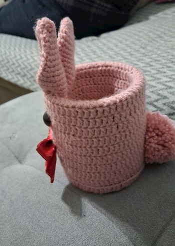 Pembe Örgü Tavşan Oyuncak kalem kutusu - Görsel 2