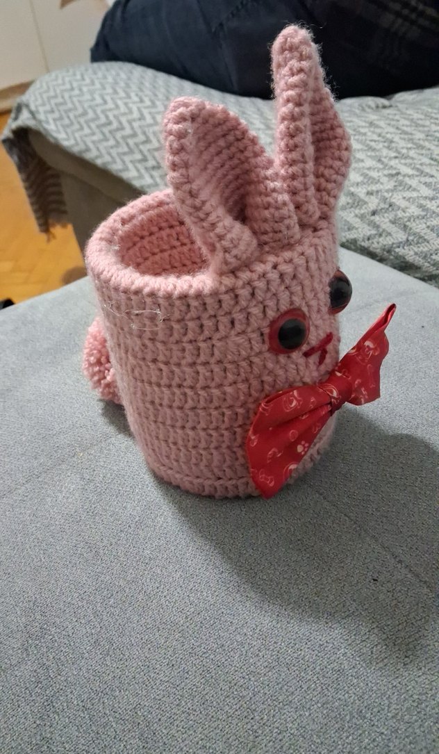 Pembe Örgü Tavşan  Oyuncak kalem kutusu - Görsel 4