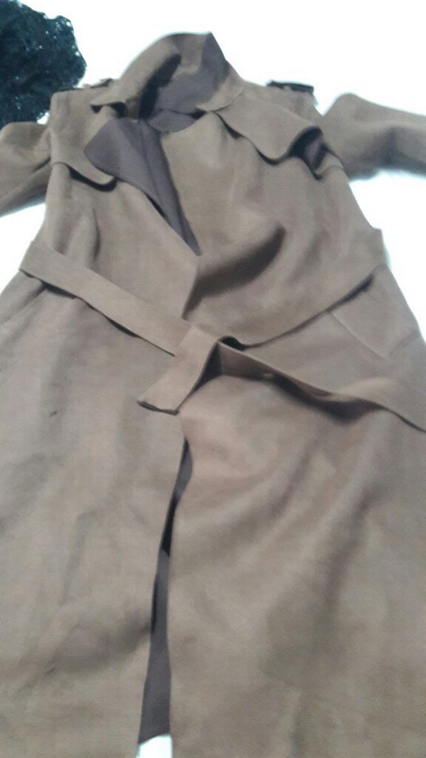 süet  uzun trenckot - Görsel 2