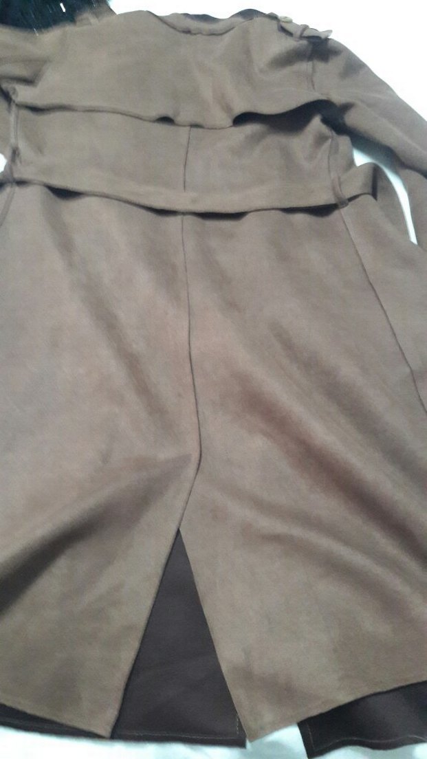 süet  uzun trenckot - Görsel 3