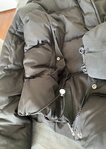 Kürklü Siyah Kadın Kış Montu cepleri deliktir - Görsel 5