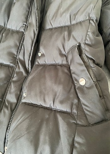 Kürklü Siyah Kadın Kış Montu cepleri deliktir - Görsel 7