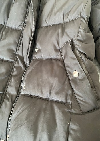 Kürklü Siyah Kadın Kış Montu cepleri deliktir - Görsel 6