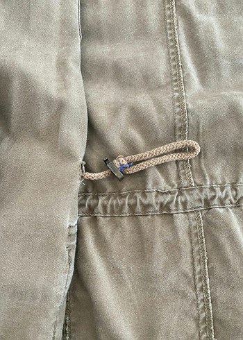 Bej Keten Midi Düğmeli Kadın Ceket - Görsel 3