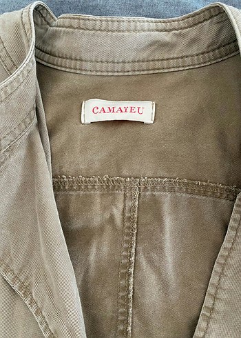 Bej Keten Midi Düğmeli Kadın Ceket - Görsel 4