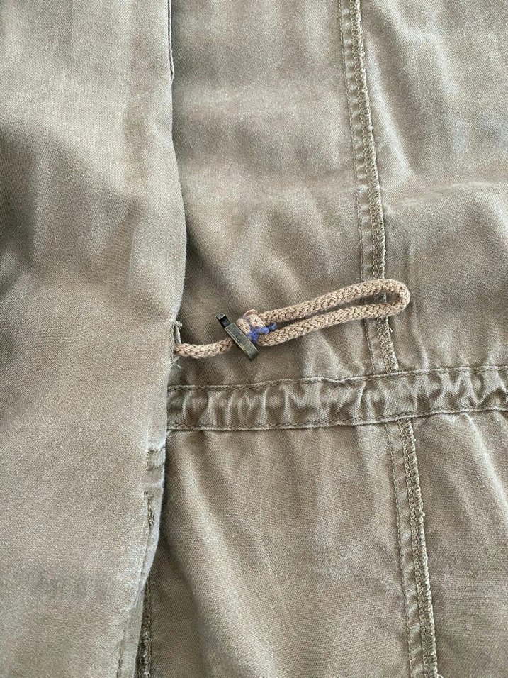 Bej Keten Midi Düğmeli Kadın Ceket - Görsel 3