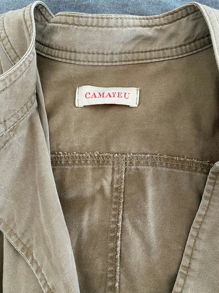 Bej Keten Midi Düğmeli Kadın Ceket - Görsel 4