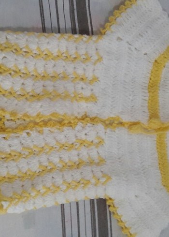 Sarı Nakışlı Bohem Örgü Kız Hırka el orgusu - Görsel 2