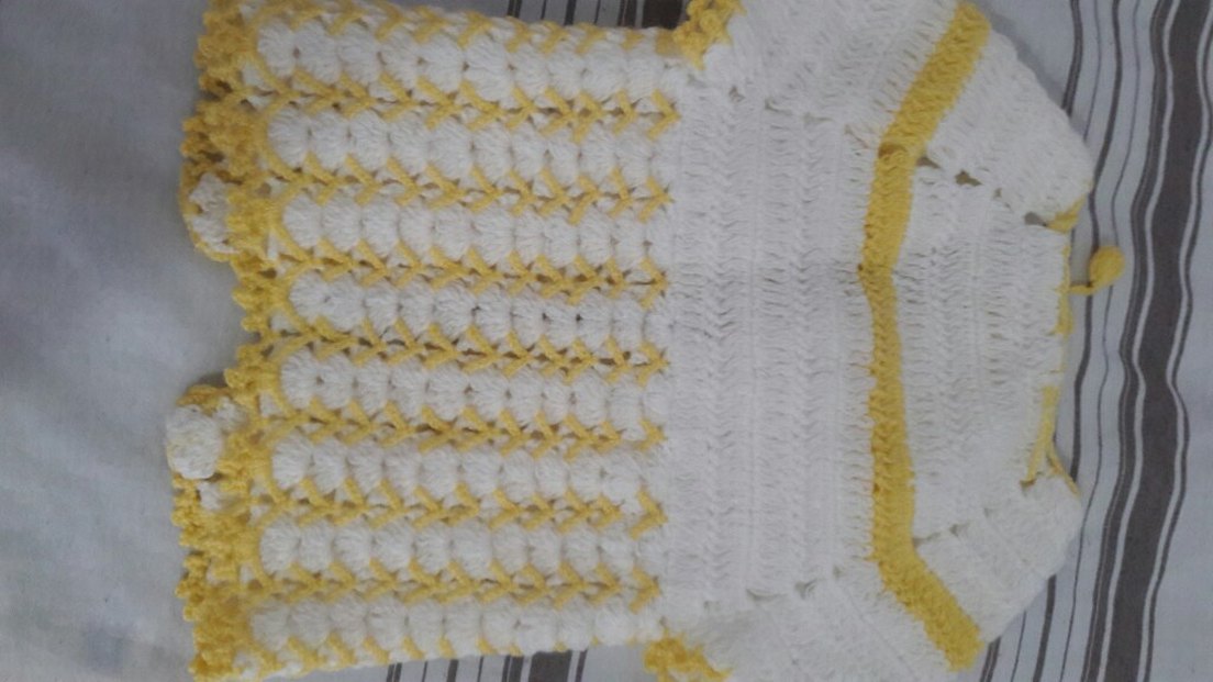 Sarı Nakışlı Bohem Örgü Kız Hırka el orgusu - Görsel 3