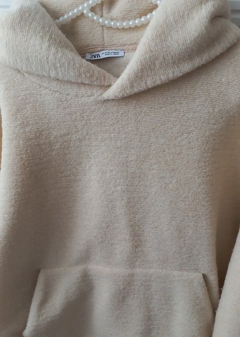 erkek Bej Kapüşonlu Sweatshirt - Görsel 2