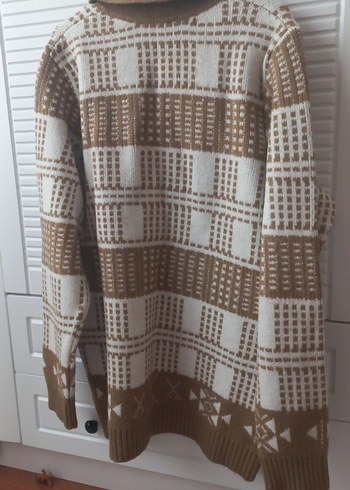 Bej Bohem Geniş Kesim Triko erkek kazak - Görsel 3