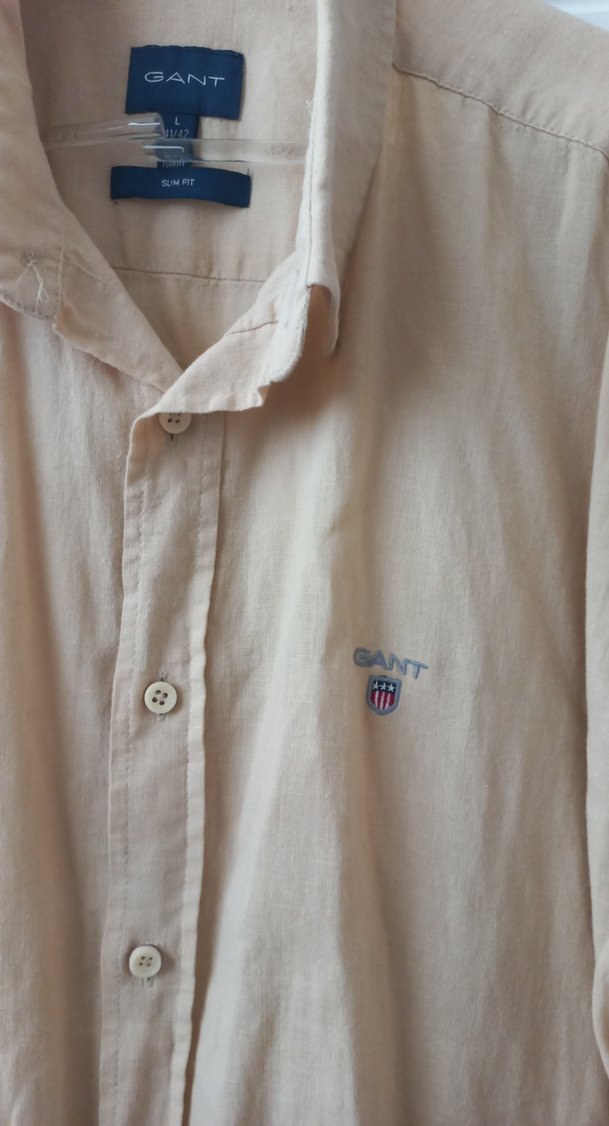 Gant Bej Keten Erkek Gömlek - Görsel 2