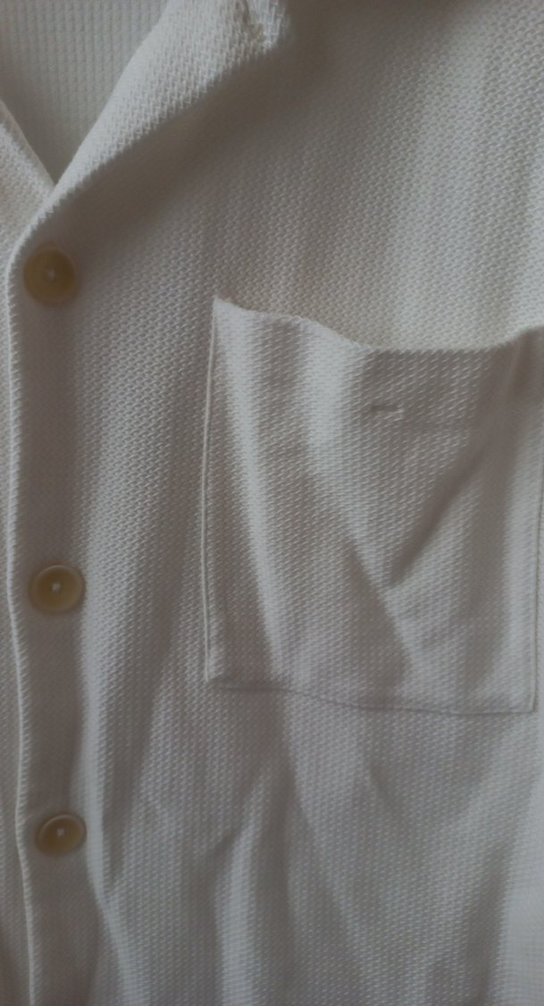 Erkek Beyaz Keten Düğmeli Kısa Kollu Gömlek - Görsel 3