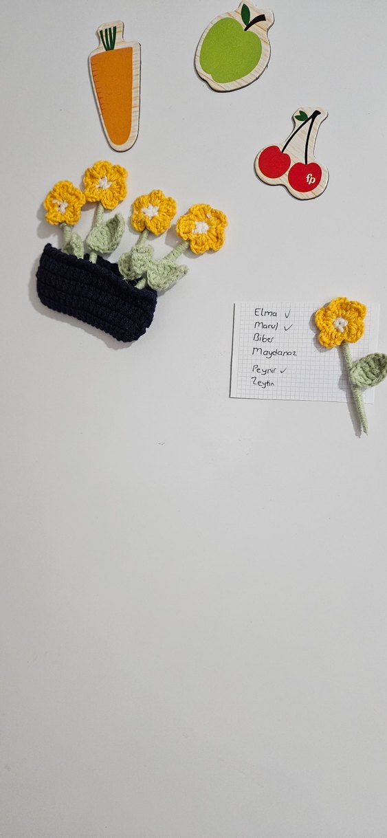 El Örgüsü Sarı Çiçekli Buzdolabı Magneti - Görsel 2