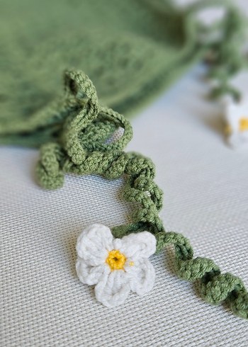 Yeşil Örgü Bebek Kız Elbise - Görsel 5