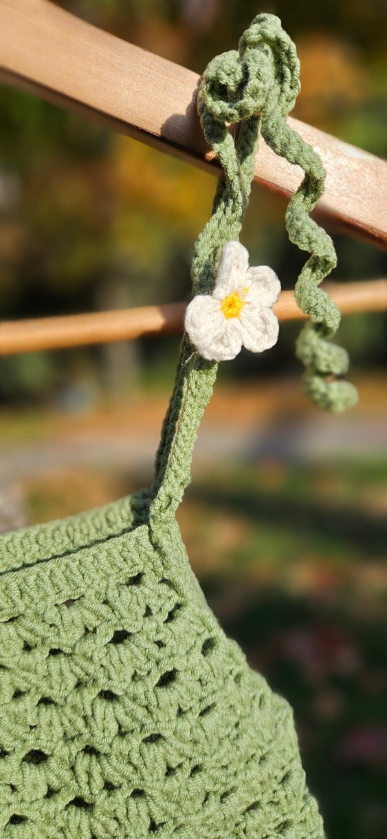 Yeşil Örgü Bebek Kız Elbise - Görsel 3