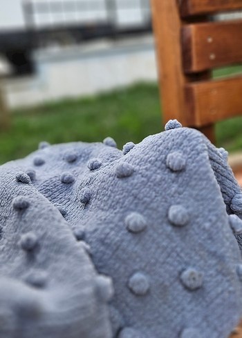 Gri Popcorn Örgü Çocuk Bebek Battaniyesi - Görsel 2