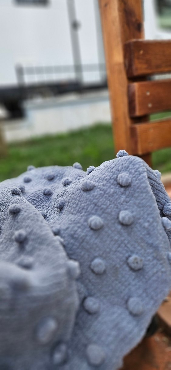 Gri Popcorn Örgü Çocuk Bebek Battaniyesi - Görsel 2