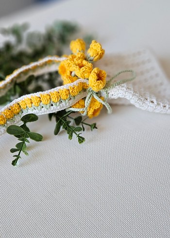 Sarı Lale Detaylı Örgü Çanta - Görsel 2