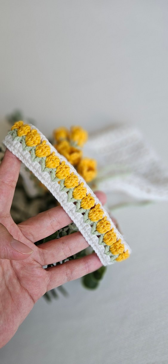 Sarı Lale Detaylı Örgü Çanta - Görsel 4