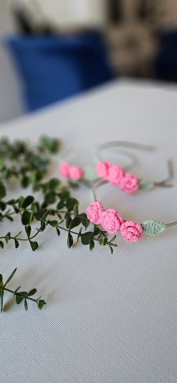 Pembe Güllü Taç Toka - Görsel 3