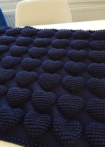 Lacivert Ponpon Kalpli Bebek Battaniyesi - Görsel 2