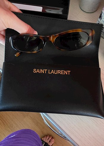 Saint Laurent leopar desenli ince çerçeveli Kadın Güneş Gözlüğü