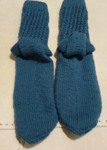 Bayan Mavi Örgü Çorap - Görsel 2