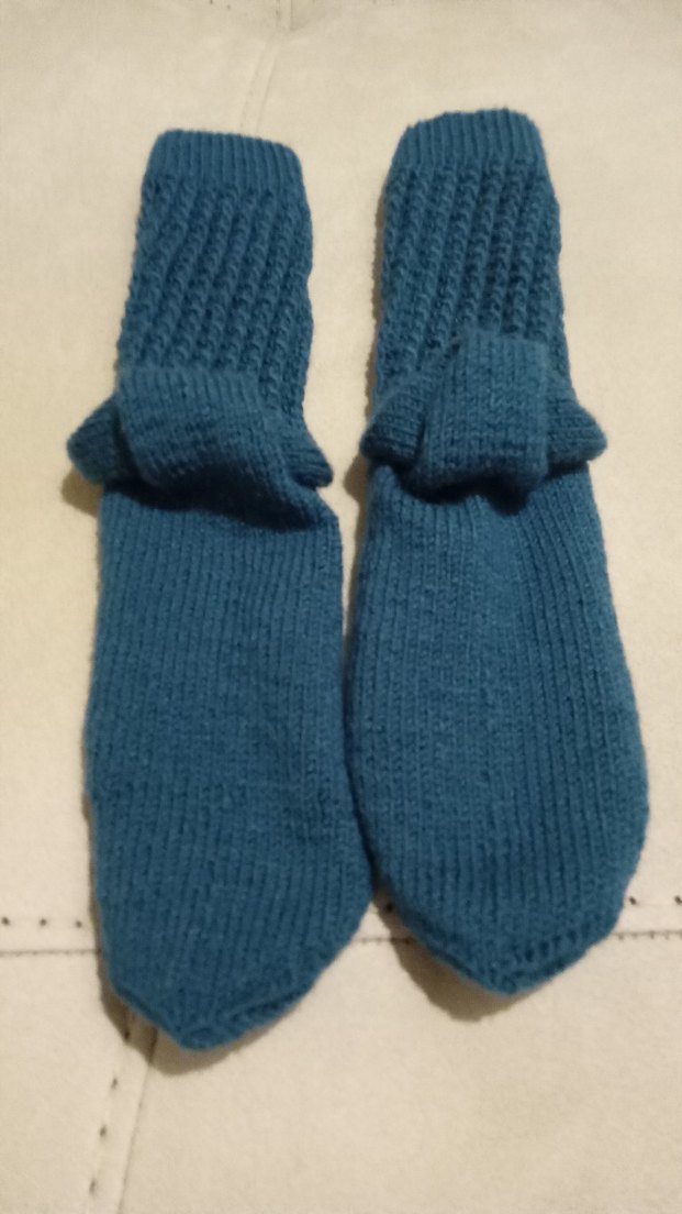 Bayan  Mavi Örgü Çorap - Görsel 2