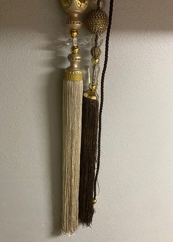 Etnik Desenli Bej Gri Perde Bağı - Görsel 2