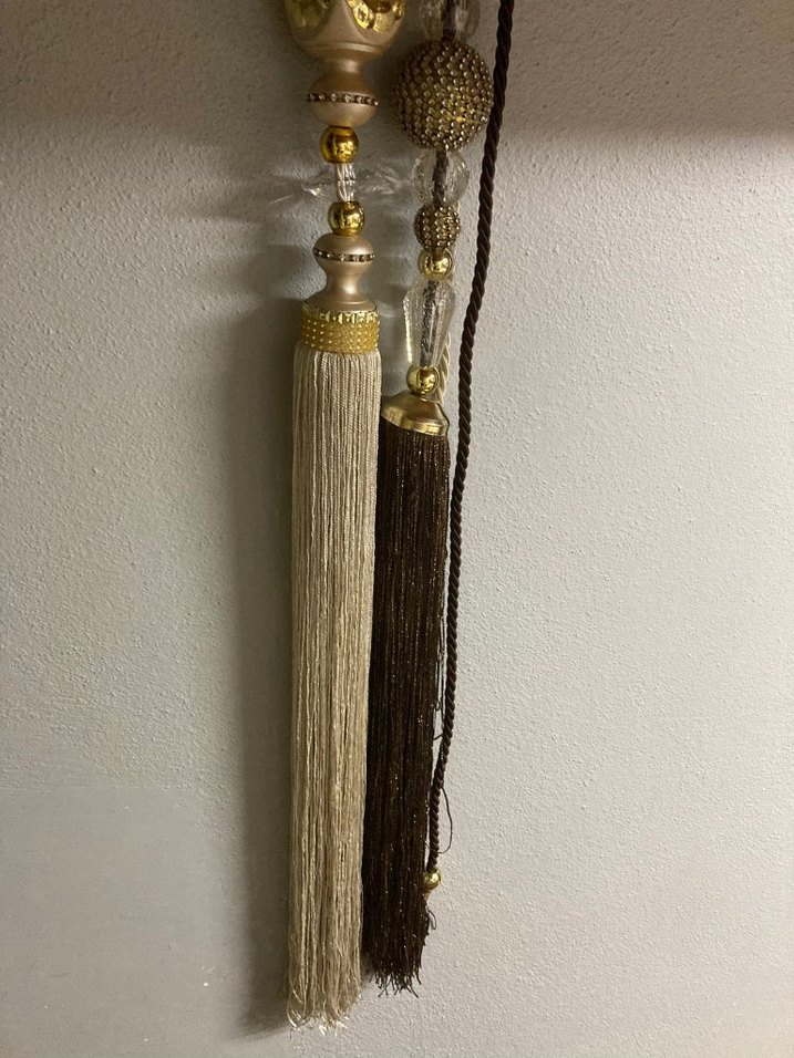 Etnik Desenli Bej Gri Perde Bağı - Görsel 2