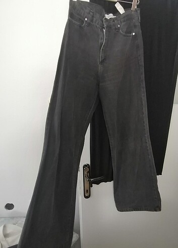 Kadin siyah wide leg jean