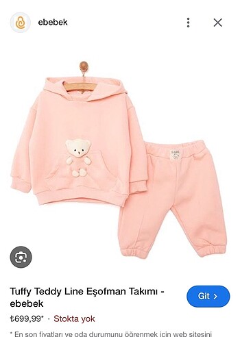 Ebebek Teddy Kız bebek Eşofman Takımı (Mercan Rengi)