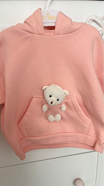 1,5 Yaş Beden turuncu Renk Ebebek Teddy Kız bebek Eşofman Takımı (Mercan Rengi)