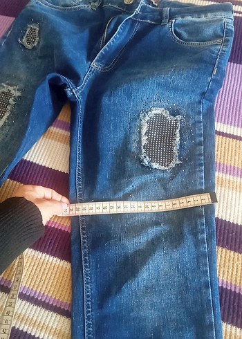 Kadın Mavi Tie-Dye Street Style Kot Pantolon - Görsel 10