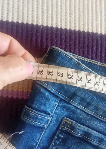 Kadın Mavi Tie-Dye Street Style Kot Pantolon - Görsel 11