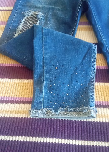 Kadın Mavi Tie-Dye Street Style Kot Pantolon - Görsel 4