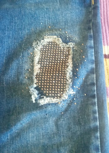 Kadın Mavi Tie-Dye Street Style Kot Pantolon - Görsel 5