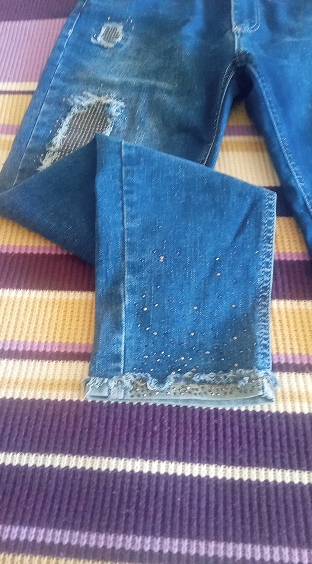 Kadın Mavi Tie-Dye Street Style Kot Pantolon - Görsel 4